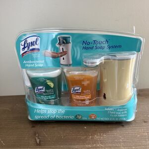 New Lysol No Touch Hand Soap System DISPENSER 2 Soaps Cucumber & Antibacterial